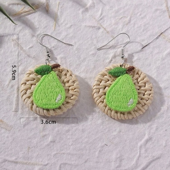 ❤️Pear Rattan Drop Earrings - Picture 4 of 7
